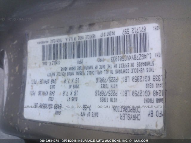 1J4GZ78YXVC501033 - 1997 JEEP GRAND CHEROKEE LIMITED/ORVIS GRAY photo 9