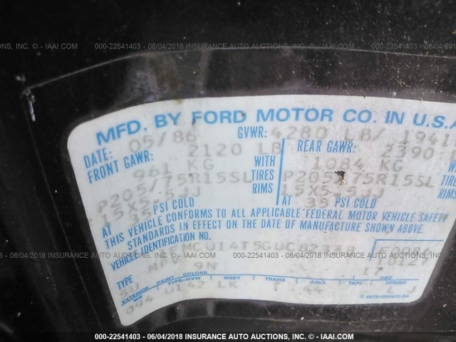 1FMCU14T5GUC82338 - 1986 FORD BRONCO II BROWN photo 9