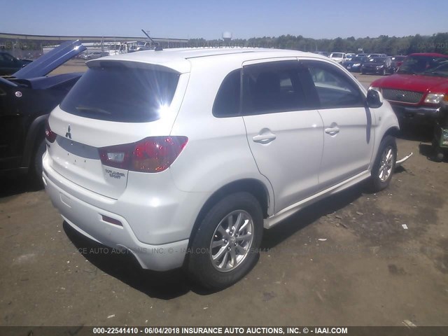 JA4AP3AU0BZ011026 - 2011 MITSUBISHI OUTLANDER SPORT ES WHITE photo 4