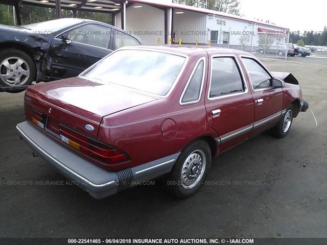 1FABP22X3GK189824 - 1986 FORD TEMPO GL RED photo 4