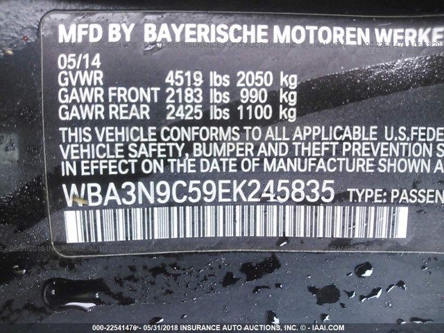 WBA3N9C59EK245835 - 2014 BMW 428 XI BLACK photo 9