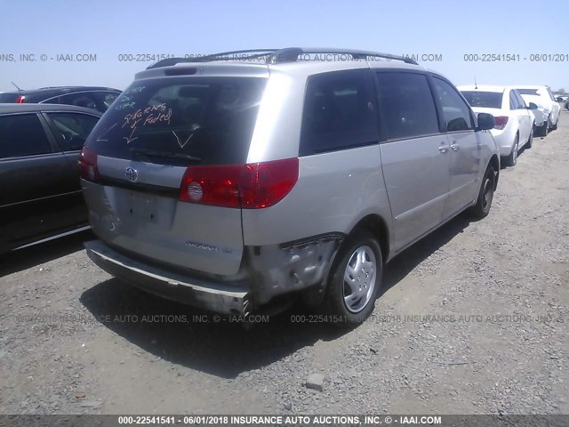 5TDZK23C78S215435 - 2008 TOYOTA SIENNA CE/LE GRAY photo 4