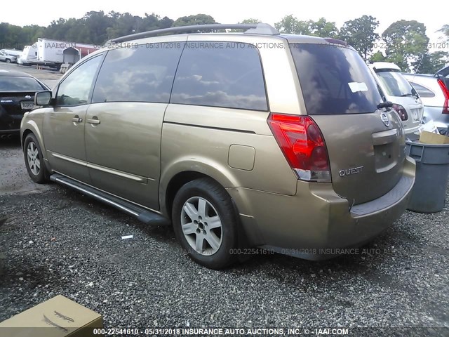 5N1BV28U04N368910 - 2004 NISSAN QUEST S/SE/SL GOLD photo 3