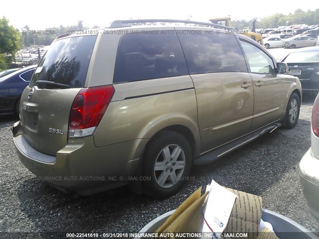 5N1BV28U04N368910 - 2004 NISSAN QUEST S/SE/SL GOLD photo 4