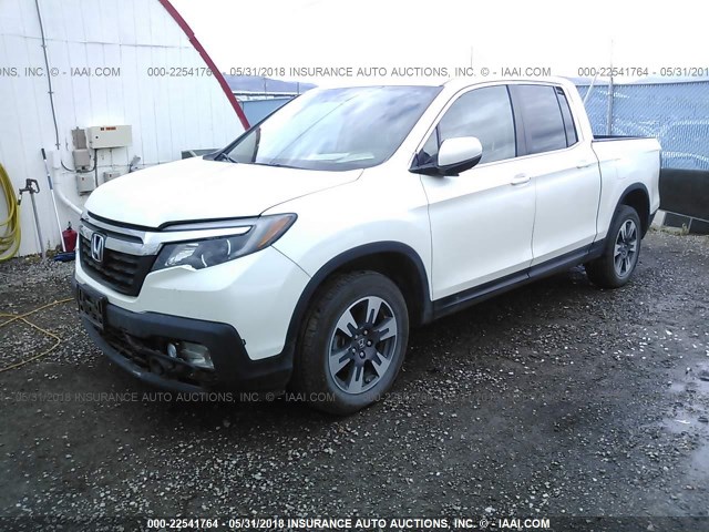 5FPYK3F53HB003772 - 2017 HONDA RIDGELINE RTL WHITE photo 2