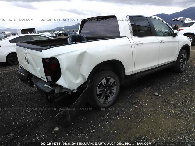 5FPYK3F53HB003772 - 2017 HONDA RIDGELINE RTL WHITE photo 4