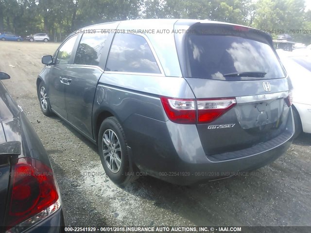 5FNRL5H61DB016820 - 2013 HONDA ODYSSEY EXL GRAY photo 3