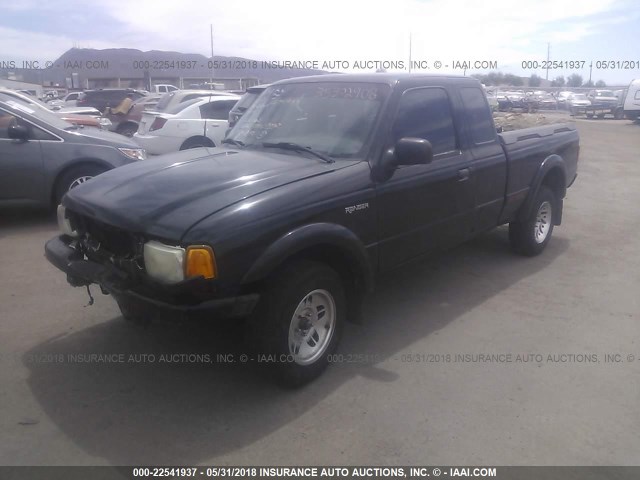 1FTYR14U22PA26296 - 2002 FORD RANGER SUPER CAB BLACK photo 2