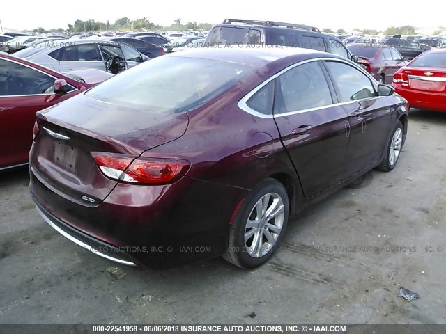 1C3CCCAB6FN539163 - 2015 CHRYSLER 200 LIMITED MAROON photo 4