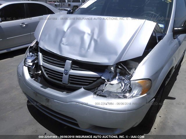 1D4GP45R36B604005 - 2006 DODGE CARAVAN SXT SILVER photo 6