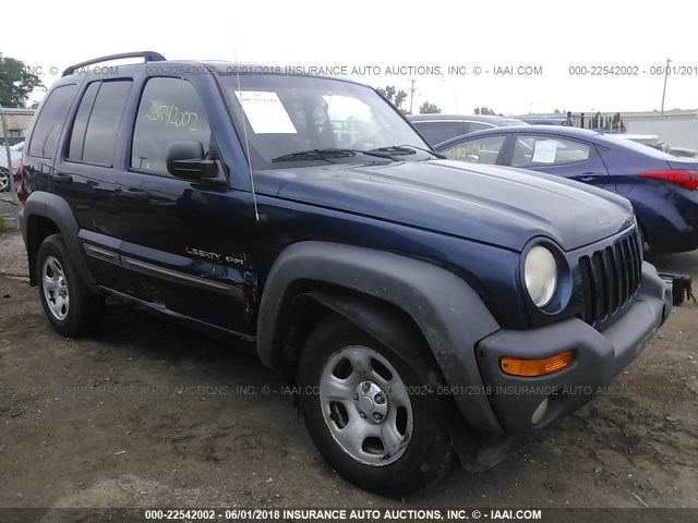 1J4GL48K12W281397 - 2002 JEEP LIBERTY SPORT BLUE photo 1