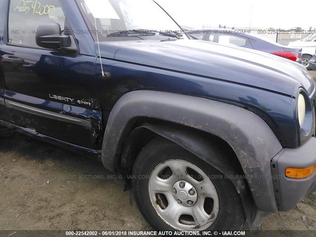 1J4GL48K12W281397 - 2002 JEEP LIBERTY SPORT BLUE photo 6