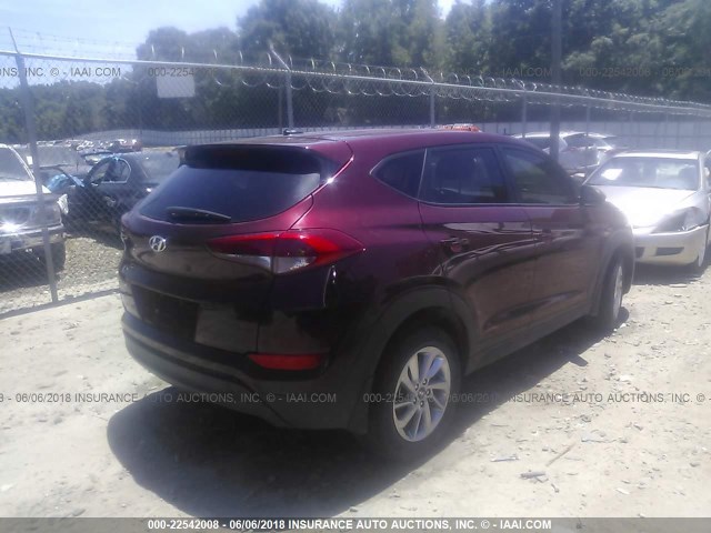 KM8J23A47HU254791 - 2017 HYUNDAI TUCSON SE BURGUNDY photo 4