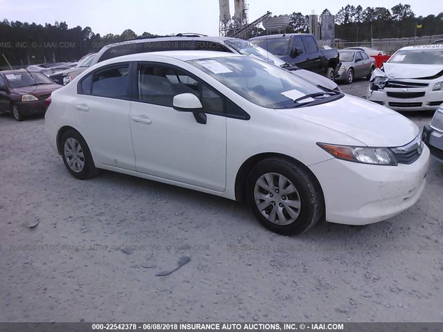 2HGFB2F58CH325936 - 2012 HONDA CIVIC LX WHITE photo 1