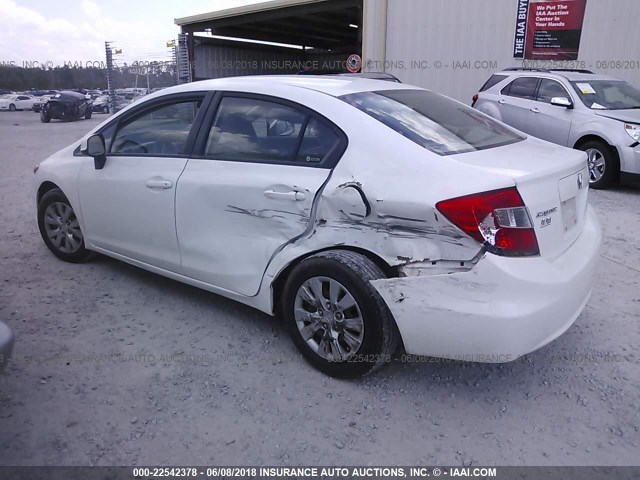 2HGFB2F58CH325936 - 2012 HONDA CIVIC LX WHITE photo 3