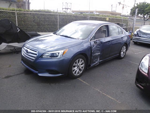 4S3BNBC69F3072215 - 2015 SUBARU LEGACY 2.5I PREMIUM BLUE photo 2