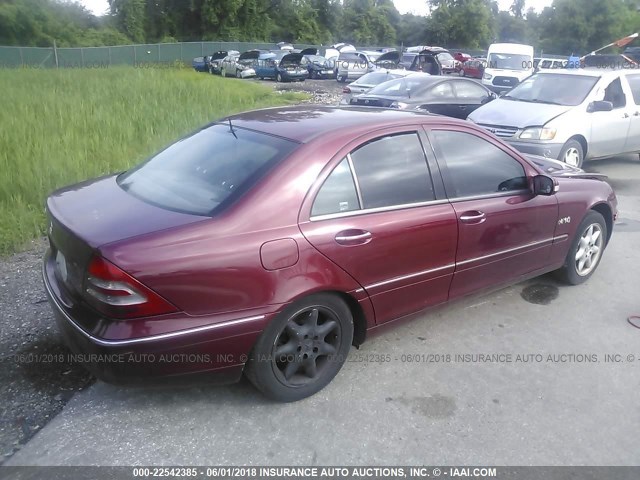 WDBRF64J72E001971 - 2002 MERCEDES-BENZ C 320 BURGUNDY photo 4