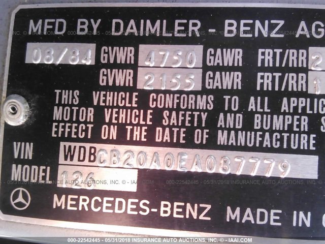 WDBCB20A0EA087779 - 1984 MERCEDES-BENZ 300 SD Light Blue photo 9