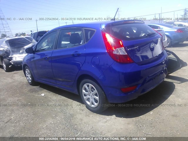 KMHCT5AE5EU148961 - 2014 HYUNDAI ACCENT GLS/GS BLUE photo 3