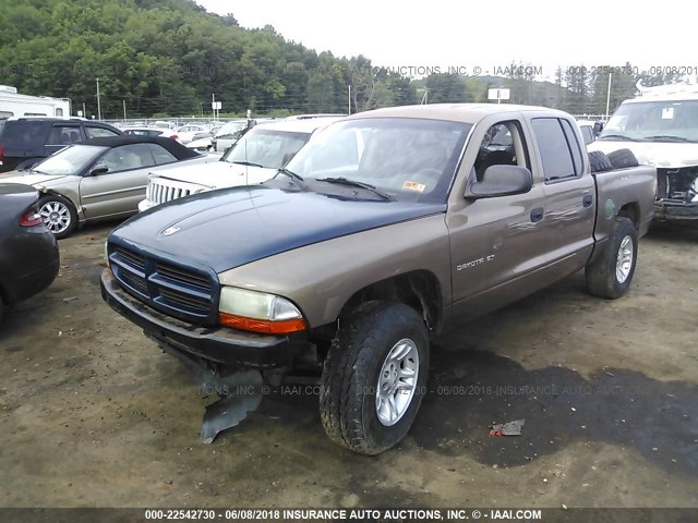 1B7GG2AX71S205032 - 2001 DODGE DAKOTA QUAD TAN photo 2