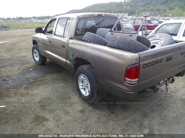 1B7GG2AX71S205032 - 2001 DODGE DAKOTA QUAD TAN photo 3