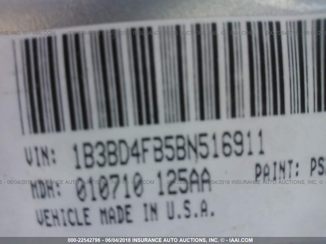 1B3BD4FB5BN516911 - 2011 DODGE AVENGER EXPRESS GRAY photo 9