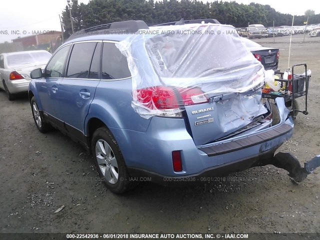 4S4BRBKC4B3329749 - 2011 SUBARU OUTBACK 2.5I LIMITED BLUE photo 3