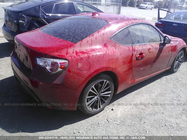 JF1ZNAA10G8707025 - 2016 TOYOTA SCION FR-S RED photo 4