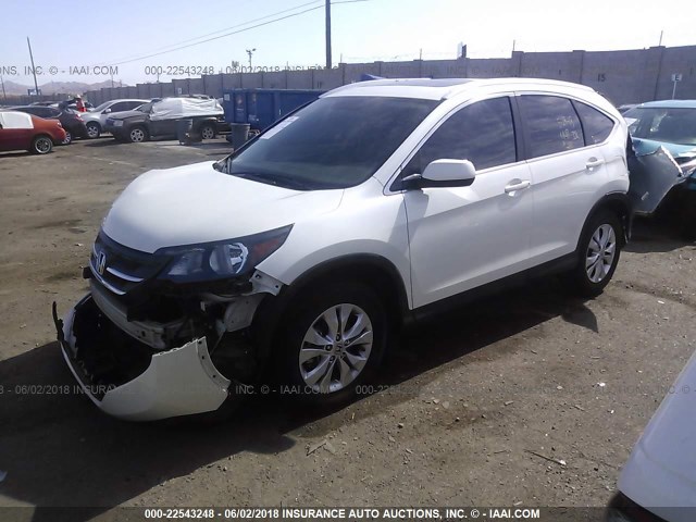 5J6RM4H71CL039567 - 2012 HONDA CR-V EXL WHITE photo 2