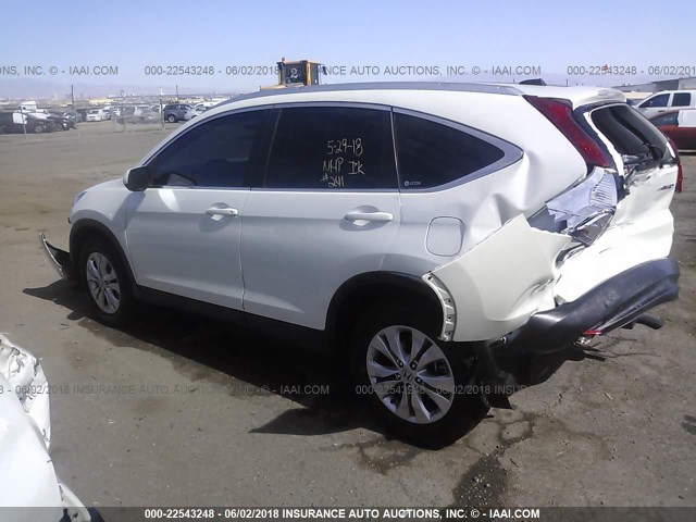 5J6RM4H71CL039567 - 2012 HONDA CR-V EXL WHITE photo 3