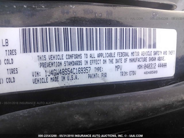 1J4GW48S54C169357 - 2004 JEEP GRAND CHEROKEE LAREDO/COLUMBIA/FREEDOM 黑色 照片 9