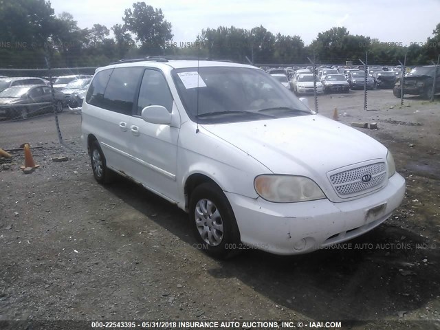 KNDUP131246589496 - 2004 KIA SEDONA EX/LX WHITE photo 1