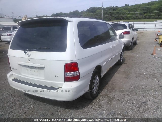 KNDUP131246589496 - 2004 KIA SEDONA EX/LX WHITE photo 4