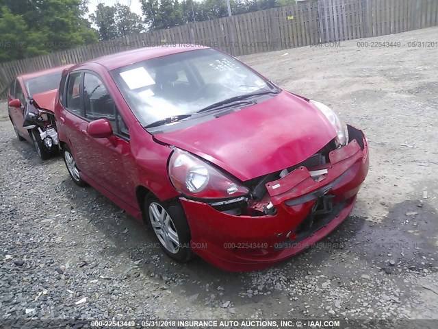 JHMGD38647S067226 - 2007 HONDA FIT S RED photo 1