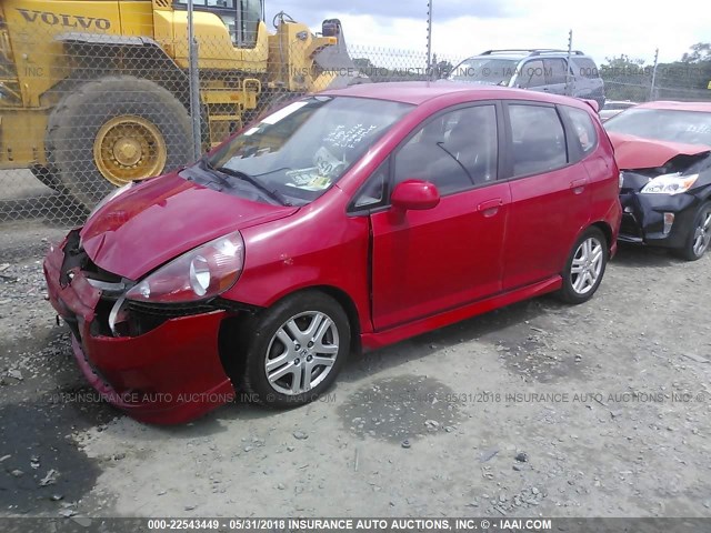 JHMGD38647S067226 - 2007 HONDA FIT S RED photo 2