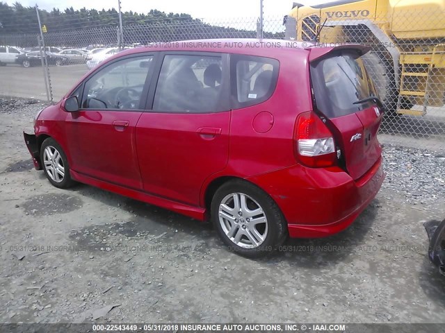 JHMGD38647S067226 - 2007 HONDA FIT S RED photo 3