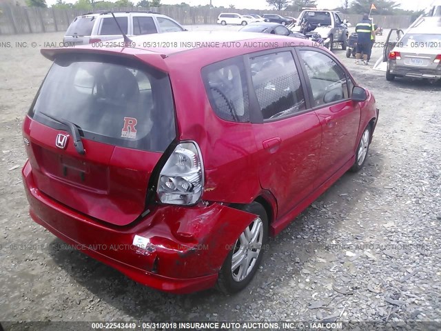 JHMGD38647S067226 - 2007 HONDA FIT S RED photo 4