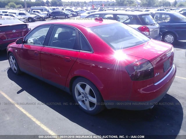 WAULC68E04A090531 - 2004 AUDI A4 1.8T QUATTRO RED photo 3