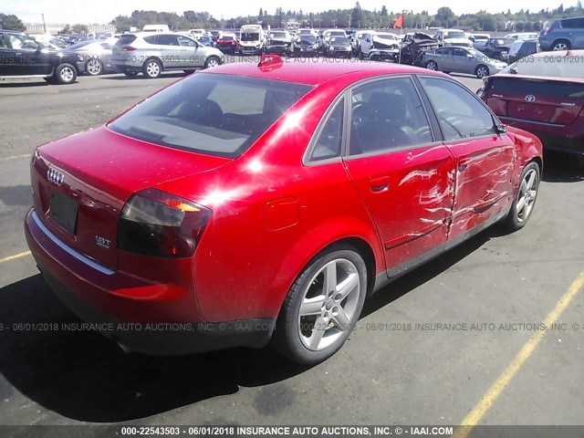 WAULC68E04A090531 - 2004 AUDI A4 1.8T QUATTRO RED photo 4