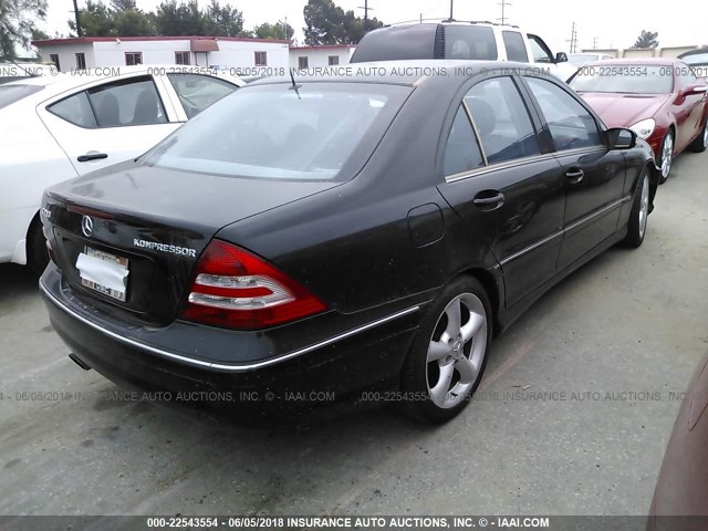 WDBRF40J25F588234 - 2005 MERCEDES-BENZ C 230K SPORT SEDAN BLACK photo 4