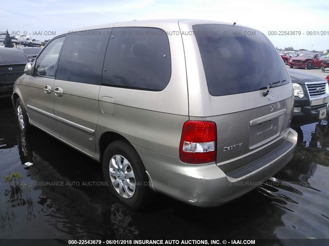 KNDUP132456736332 - 2005 KIA SEDONA EX/LX TAN photo 3