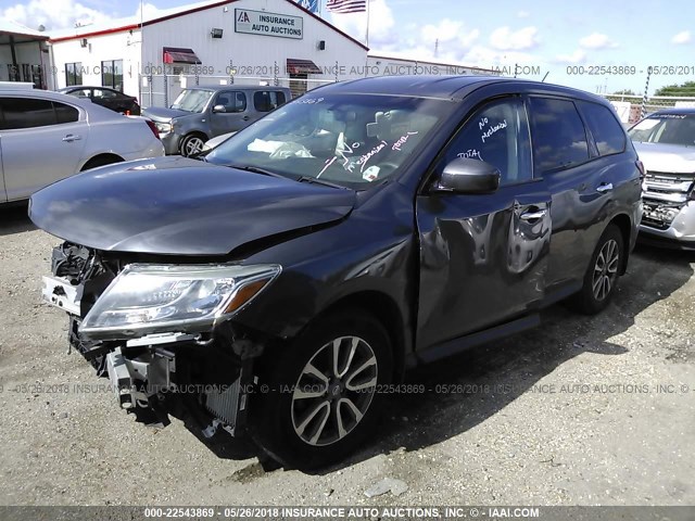 5N1AR2MN6EC709626 - 2014 NISSAN PATHFINDER S/SV/SL/PLATINUM GRAY photo 2