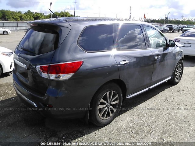 5N1AR2MN6EC709626 - 2014 NISSAN PATHFINDER S/SV/SL/PLATINUM GRAY photo 4