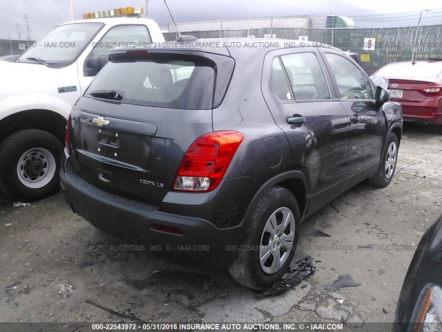 3GNCJKSBXGL235126 - 2016 CHEVROLET TRAX LS GRAY photo 4