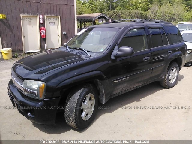 1GNDT13S222439940 - 2002 CHEVROLET TRAILBLAZER  BLACK photo 2