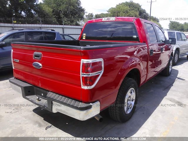 1FTEW1C85AFA20707 - 2010 FORD F150 SUPERCREW RED photo 4