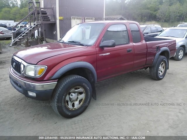 5TEWM72N72Z888930 - 2002 TOYOTA TACOMA XTRACAB RED photo 2