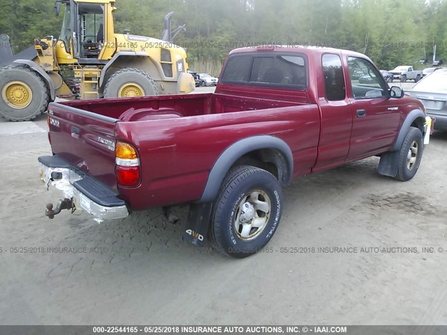 5TEWM72N72Z888930 - 2002 TOYOTA TACOMA XTRACAB RED photo 4