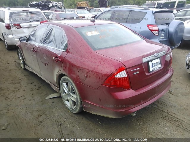 3FAHP0KC9AR372210 - 2010 FORD FUSION SPORT RED photo 3