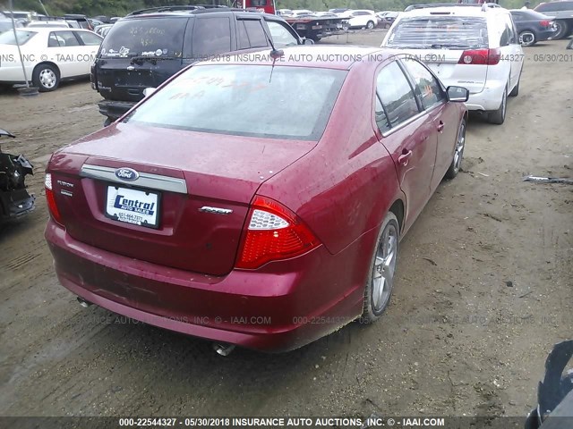 3FAHP0KC9AR372210 - 2010 FORD FUSION SPORT RED photo 4